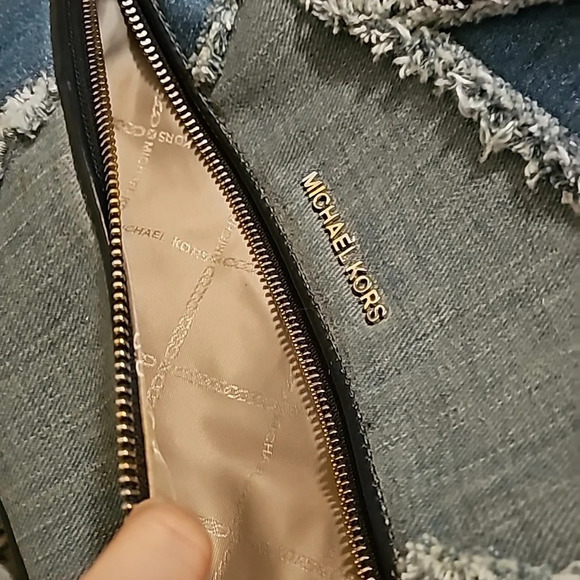 Michael Kors Rhea Medium Frayed Denim Backpack - Picture 4 of 6